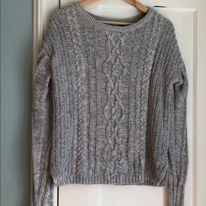 Old Navy - cable knit sweater, light gray, size M